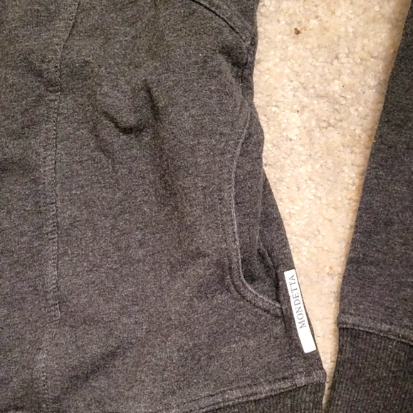 Gray Mondetta Scoop Sweatshirt Drawstring Neck Slim Fit Seamed Detail S - Picture 3 of 7